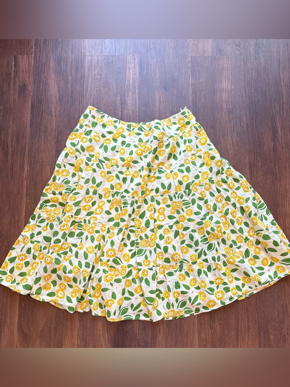 Prairie Acacia Yellow Floral Tiered Skirt Cottagecore Midi Ruffle Whimsical M - Picture 6 of 6